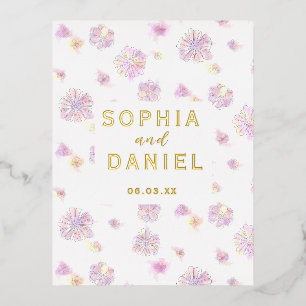 Carte Postale D'invitation À Feuilles D'aluminium Mariage personnalisé des fleurs de printemps
