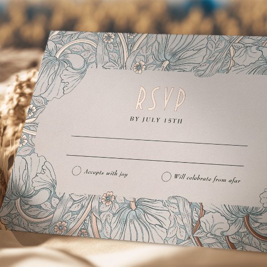 Carte Postale D'invitation À Feuilles D'aluminium Mariage RSVP Insérer Pimpernel victorien
