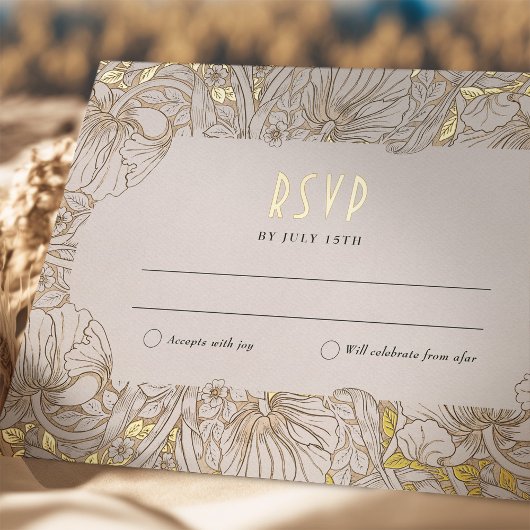 Carte Postale D'invitation À Feuilles D'aluminium Mariage RSVP Insérer Pimpernel victorien