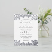 Carte Postale D'invitation À Feuilles D'aluminium Mariage Silver Winter Snowflake (Debout devant)