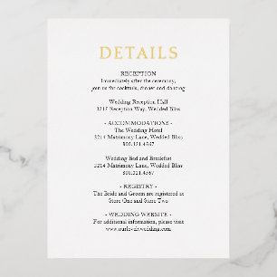 Carte Postale D'invitation À Feuilles D'aluminium Mariage simple en noir et blanc en gras RSVP