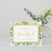 Carte Postale D'invitation À Feuilles D'aluminium Mariage tropical moderne M. & Mme Merci (Debout devant)