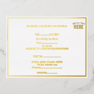 CARTE POSTALE D'INVITATION À FEUILLES D'ALUMINIUM MARQUE BLANCHE VERIFIEE PERSONNALISABLE MODERNE ET