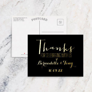 Carte Postale D'invitation À Feuilles D'aluminium Merci de célébrer avec nous ! Mariage Merci