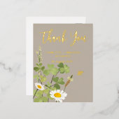 Carte Postale D'invitation À Feuilles D'aluminium Merci Mariage fleur sauvage (Recto/Verso)