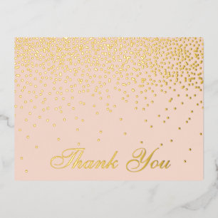 Carte Postale D'invitation À Feuilles D'aluminium Merci Mariage rose et glam Confetti Real