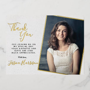 Carte Postale D'invitation À Feuilles D'aluminium Merci Photo Simply Chic Réel