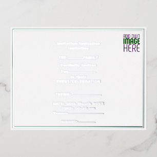 CARTE POSTALE D'INVITATION À FEUILLES D'ALUMINIUM MODÈLE DE TEXTE D'IMAGE BLANCHE SIMPLE MODERNE