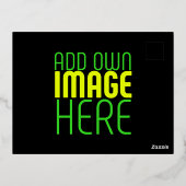 CARTE POSTALE D'INVITATION À FEUILLES D'ALUMINIUM MODÈLE DE TEXTE D'IMAGE NOIRE SIMPLE ET MODERNE (Verso)