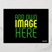 CARTE POSTALE D'INVITATION À FEUILLES D'ALUMINIUM MODÈLE DE TEXTE D'IMAGE NOIRE SIMPLE ET MODERNE (Verso)