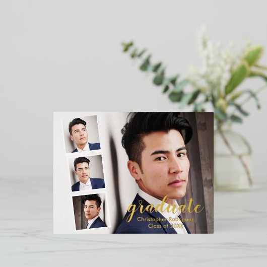 Carte Postale D'invitation À Feuilles D'aluminium Moderne 4 - Diplôme photo (Debout devant)