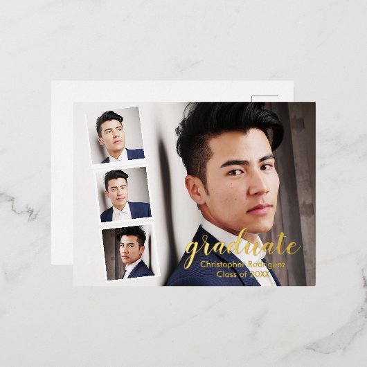 Carte Postale D'invitation À Feuilles D'aluminium Moderne 4 - Diplôme photo (Recto/Verso)