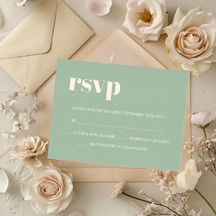 Carte Postale D'invitation À Feuilles D'aluminium Moderne Gras Sage Vert VRAI Rose Or RSVP