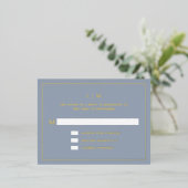 Carte Postale D'invitation À Feuilles D'aluminium Monogramme bleu foncé simple Mariage élégant RSVP (Debout devant)