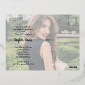 Carte Postale D'invitation À Feuilles D'aluminium Multi Photo Graduation Party (Verso)