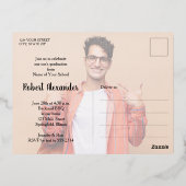 Carte Postale D'invitation À Feuilles D'aluminium Multi Photo Graduation Party (Verso)