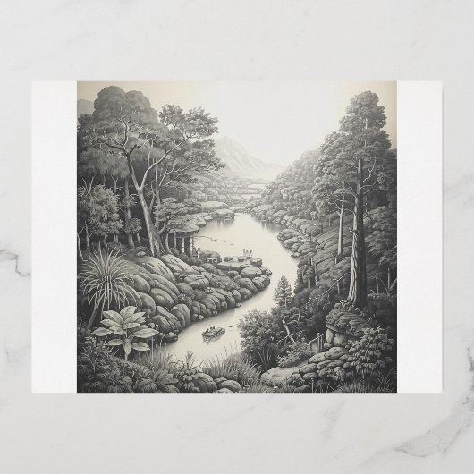 Carte Postale D'invitation À Feuilles D'aluminium Nature 16. (Recto)