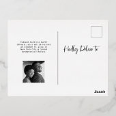 Carte Postale D'invitation À Feuilles D'aluminium Noir | Photo élégante Enregistrer la date Rose Gol (Verso)