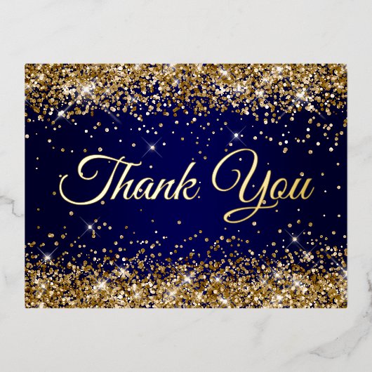 Carte Postale D'invitation À Feuilles D'aluminium Parties scintillant d'or Marine 50e anniversaire M (Recto)