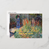 Carte Postale D'invitation À Feuilles D'aluminium Peinture du parterre de fleurs de Claude Monet pou (Recto/Verso)