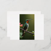 Carte Postale D'invitation À Feuilles D'aluminium Perché sur une branche d'arbre (Recto/Verso)