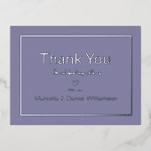 Carte Postale D'invitation À Feuilles D'aluminium Périwinkle simple Merci Mariage (Recto)