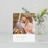 Carte Postale D'invitation À Feuilles D'aluminium Photo minimaliste Merci Mariage moderne (Debout devant)