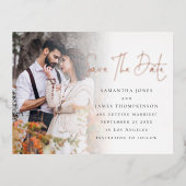 Carte Postale D'invitation À Feuilles D'aluminium Photo Overlay Script Enregistrer La Date Réelle (Recto)