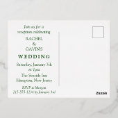 Carte Postale D'invitation À Feuilles D'aluminium Réception de mariage en fuite tropical moderne (Verso)