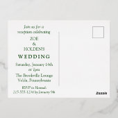 Carte Postale D'invitation À Feuilles D'aluminium Réception de mariage moderne et tropical après une (Verso)