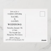 Carte Postale D'invitation À Feuilles D'aluminium Réception de Mariage Moderne Tropicale Noire pour  (Verso)