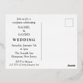 Carte Postale D'invitation À Feuilles D'aluminium Réception moderne Tropical Black Mariage Elopement (Verso)