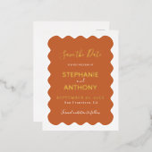 Carte Postale D'invitation À Feuilles D'aluminium Rétro mariage en terre cuite à bord ondulé des ann (Recto/Verso)