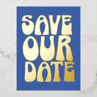 Retro Super Enregistrer La Date French Blue Gold