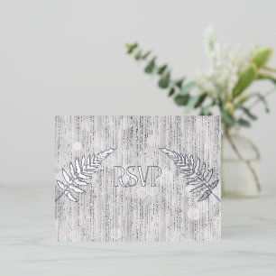 Carte Postale D'invitation À Feuilles D'aluminium Rideau de cascade en argent RSVP