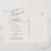 Carte Postale D'invitation À Feuilles D'aluminium Romantique Rose Gold Foil et Blush Enregistrer la (Verso)