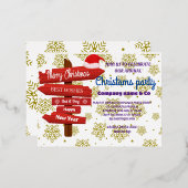 CARTE POSTALE D'INVITATION À FEUILLES D'ALUMINIUM ROSE OR ENTREPRISE CHRISTAMS PARTY FOIL (Recto/Verso)