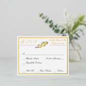 Carte Postale D'invitation À Feuilles D'aluminium Roses, mariage blanc RSVP Gold (Debout devant)