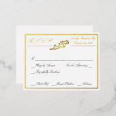 Carte Postale D'invitation À Feuilles D'aluminium Roses, mariage blanc RSVP Gold (Recto/Verso)