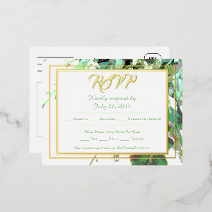 Carte Postale D'invitation À Feuilles D'aluminium RSVP de mariage botanique Floral & Verdure