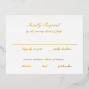 Carte Postale D'invitation À Feuilles D'aluminium RSVP de mariage classique et intemporel