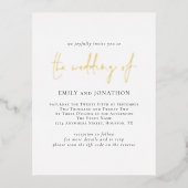 Carte Postale D'invitation À Feuilles D'aluminium Script moderne QR Code Mariage Real (Recto)