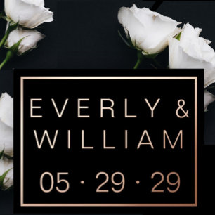 Carte Postale D'invitation À Feuilles D'aluminium Simple moderne ROSE Gold Bordure Mariage RSVP