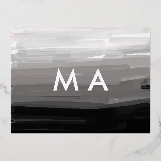 Carte Postale D'invitation À Feuilles D'aluminium Simple monogramme ajouter votre nom lettre man min (Recto)