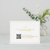 Carte Postale D'invitation À Feuilles D'aluminium Simple Monogramme QR Code Mariage élégant RSVP (Debout devant)