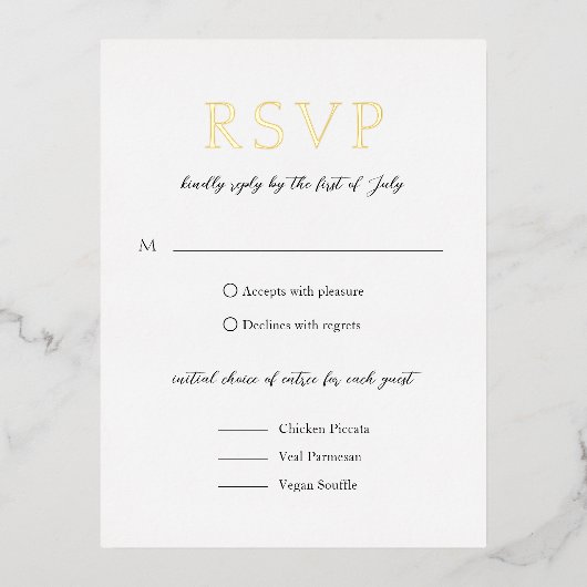 Carte Postale D'invitation À Feuilles D'aluminium Simple noir et blanc Gras Mariage moderne (Recto)