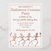 Carte Postale D'invitation À Feuilles D'aluminium Skeletons de danse Halloween Party Gold/Silver (Recto)
