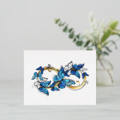 Carte Postale D'invitation À Feuilles D'aluminium Symbol Infinity of Blue Morpho Butterflies (Debout devant)