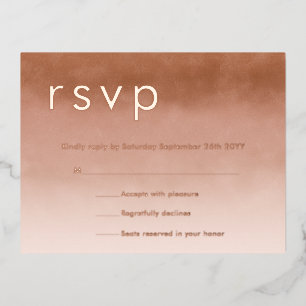 Carte Postale D'invitation À Feuilles D'aluminium Terracotta Ombre Minimaliste Boho RSVP Rose Gold