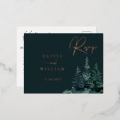 Carte Postale D'invitation À Feuilles D'aluminium Végétation d'hiver Noël Arbres de vacances Vert RS (Recto/Verso)